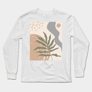 Minimal Modern  Abstract Art leaf  Warm Tones  Design Long Sleeve T-Shirt